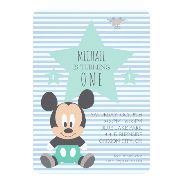 Mickey Mouse | First Birthday Invitation