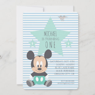 Mickey Mouse   First Birthday Invitation