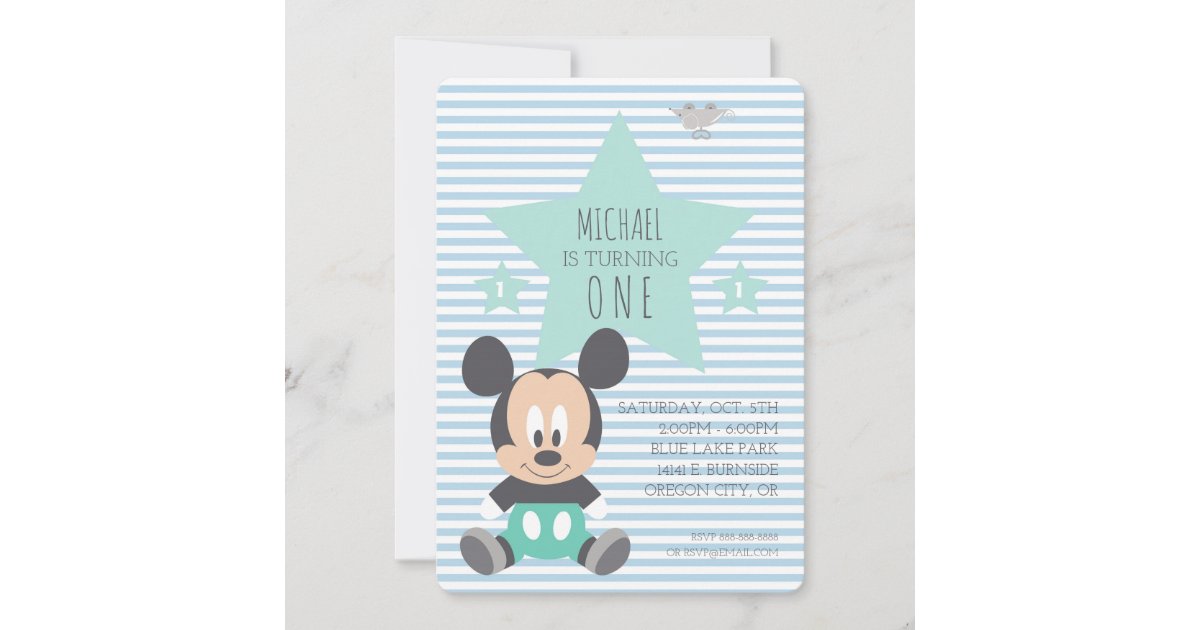 mickey mouse blue invitation