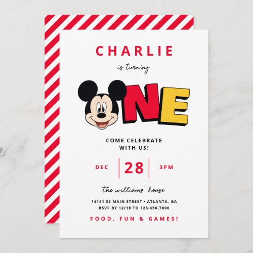 Mickey Mouse First Birthday  Invitation