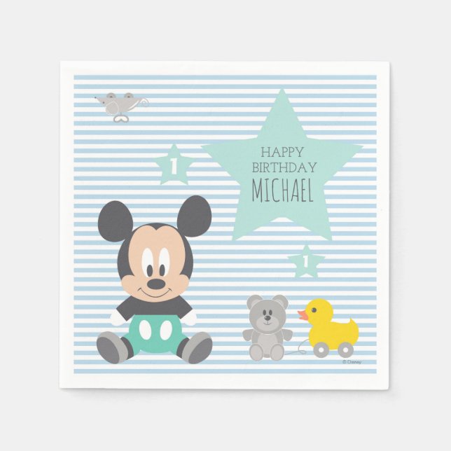 Mickey Mouse | First Birthday Paper Napkins (Front)