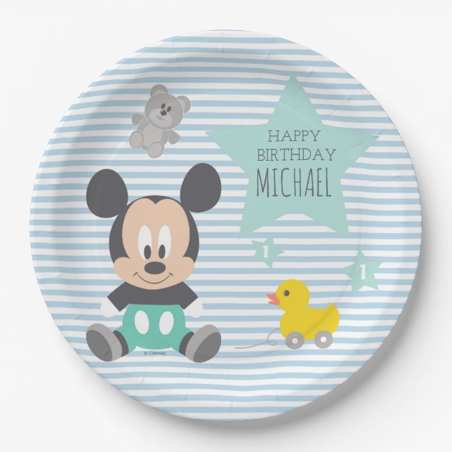 Mickey Mouse | First Birthday Paper Plates (Front)
