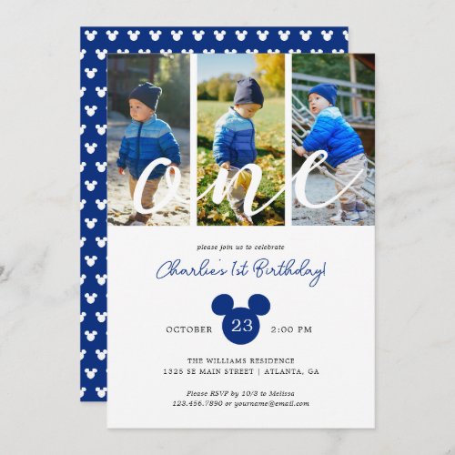 Mickey Mouse First Birthday  Photo Collage Invitation
