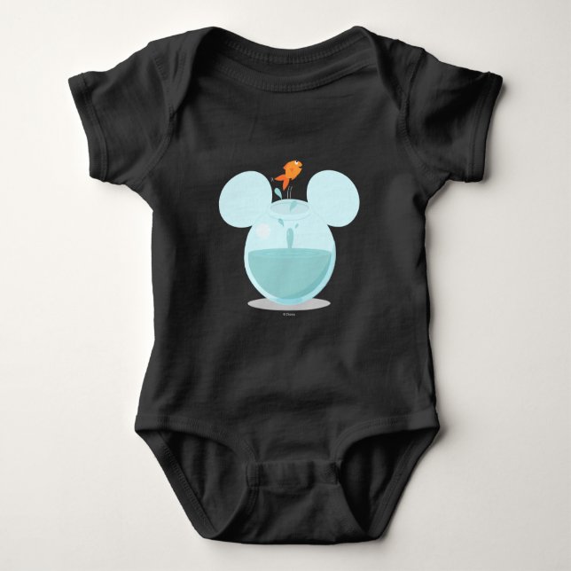 Mickey Mouse Fish Bowl Icon Baby Bodysuit (Front)