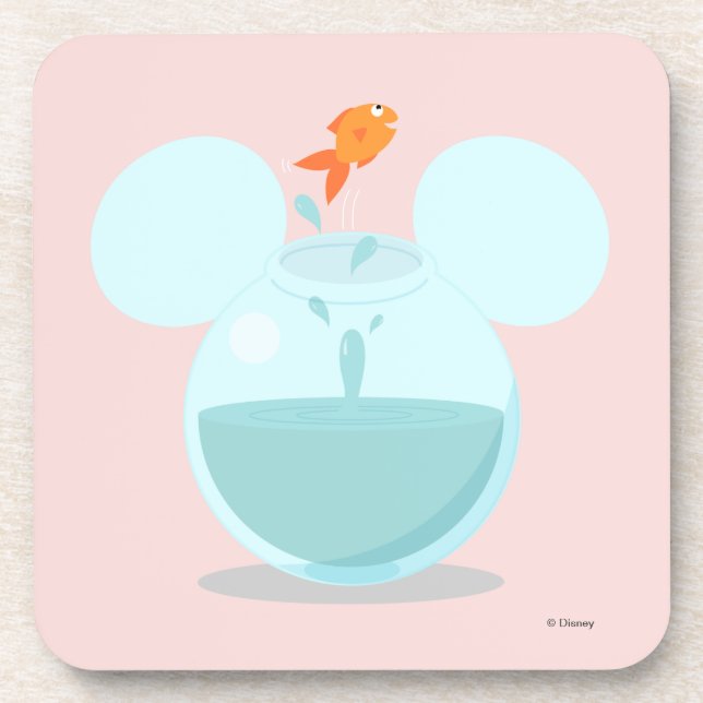 Mickey Mouse Fish Bowl Icon Beverage Coaster (Front)