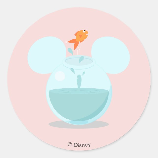 Mickey Mouse Fish Bowl Icon Classic Round Sticker (Front)