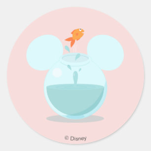 Mickey Mouse Fish Bowl Icon Classic Round Sticker