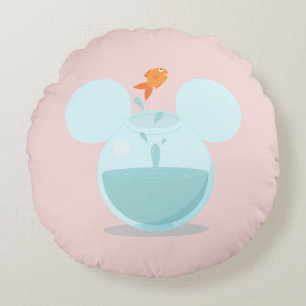 Mickey Mouse Fish Bowl Icon Round Pillow