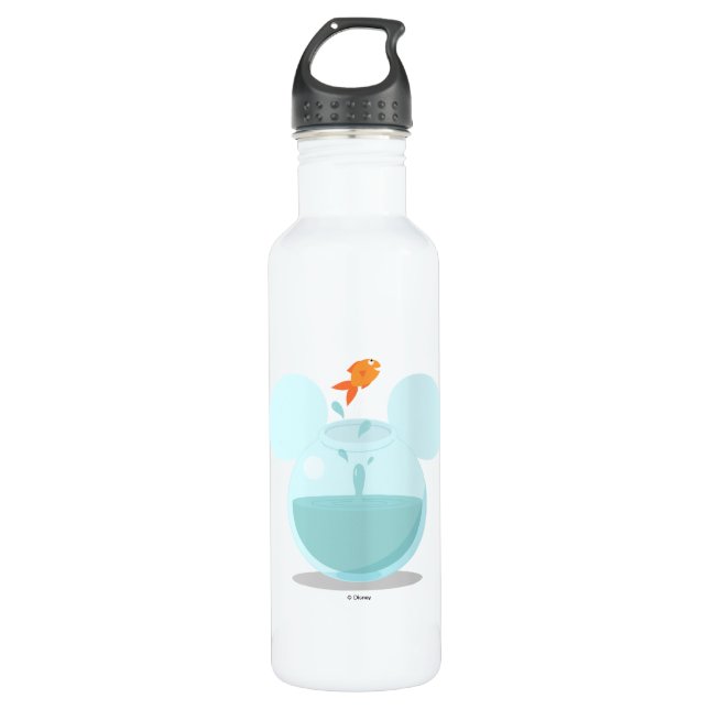 Mickey Mouse Fish Bowl Icon Stainless Steel Water Bottle (Front)