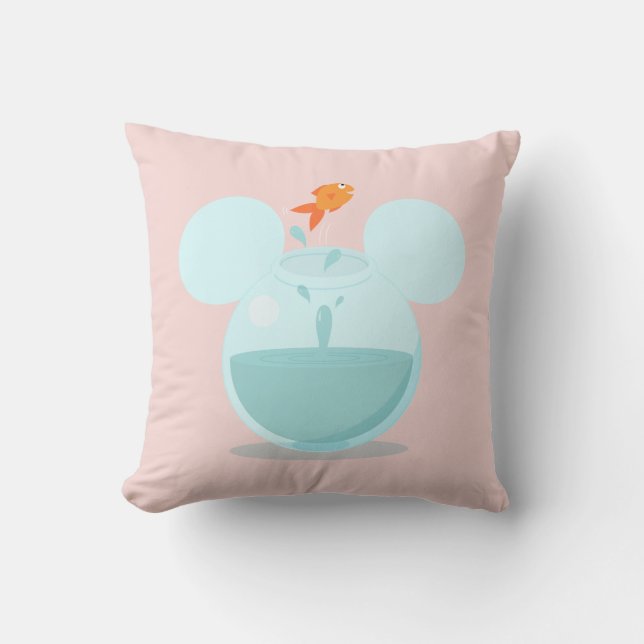 Mickey Mouse Fish Bowl Icon Throw Pillow (Front)