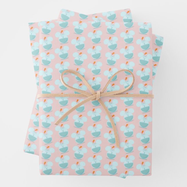 Mickey Mouse Fish Bowl Icon Wrapping Paper Sheets (In situ)