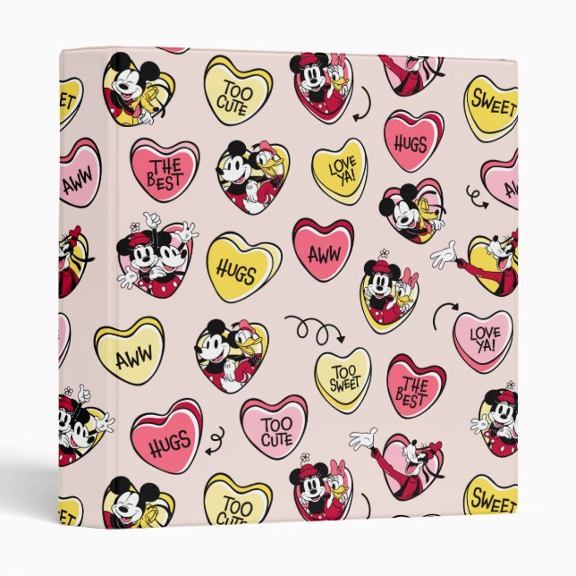 Mickey Mouse & Friends | Valentine Heart Candy 3 Ring Binder (Front/Spine)