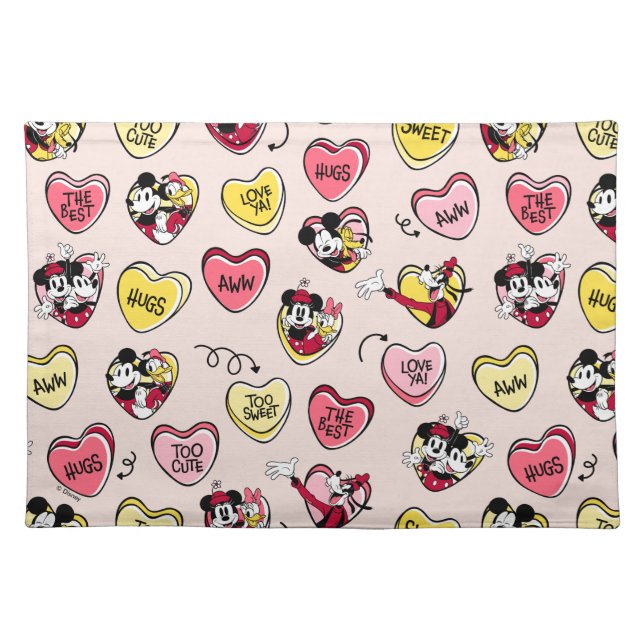 Mickey Mouse & Friends | Valentine Heart Candy Cloth Placemat (Front)