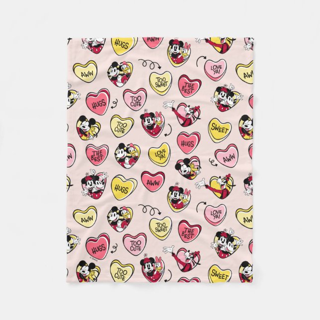 Mickey Mouse & Friends | Valentine Heart Candy Fleece Blanket (Front)