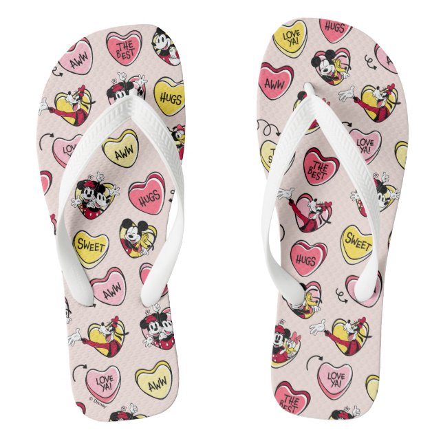 Mickey Mouse & Friends | Valentine Heart Candy Flip Flops (Footbed)