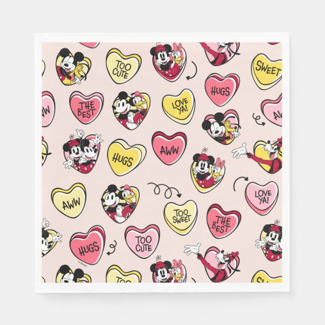Mickey Mouse & Friends | Valentine Heart Candy Napkins (Front)