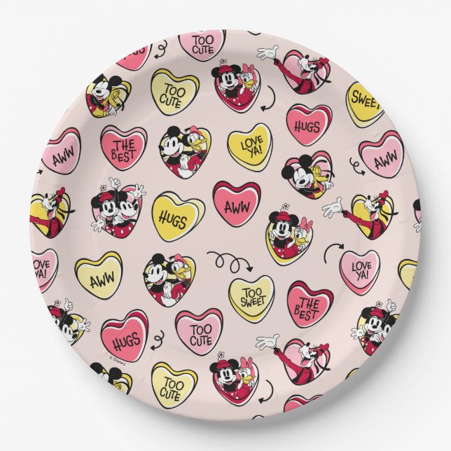 Mickey Mouse & Friends | Valentine Heart Candy Paper Plates (Front)