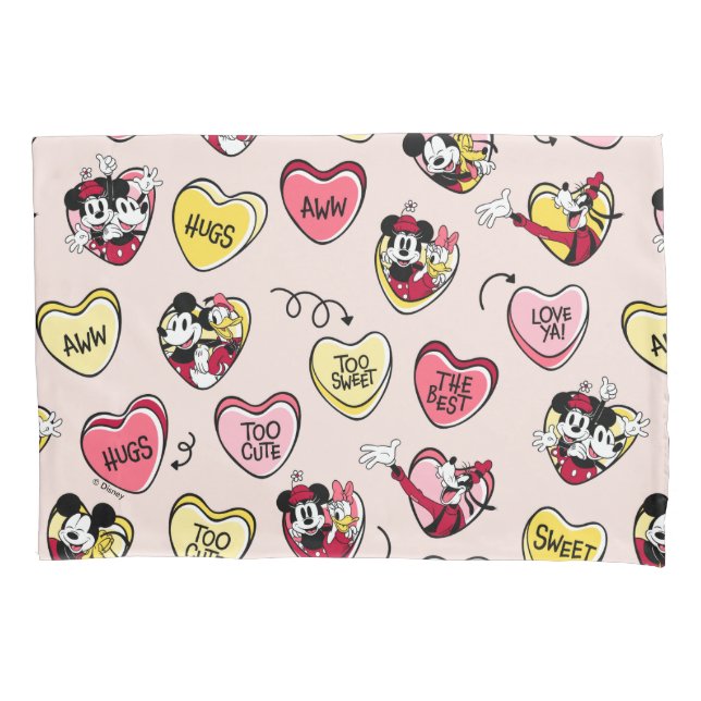 Mickey Mouse & Friends | Valentine Heart Candy Pillow Case (Front)