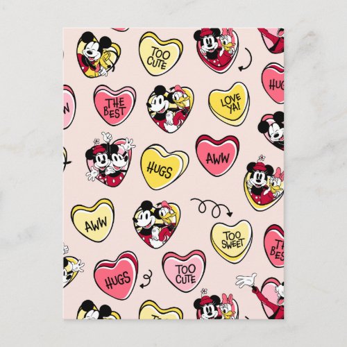 Mickey Mouse  Friends  Valentine Heart Candy Postcard