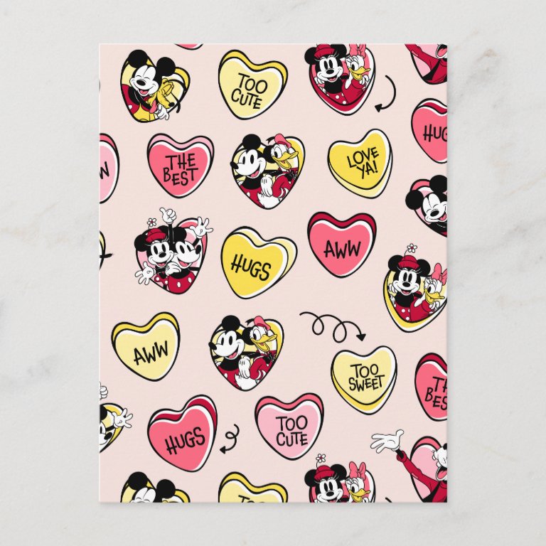 Mickey Mouse &amp; Friends | Valentine Heart                    Candy Postcard