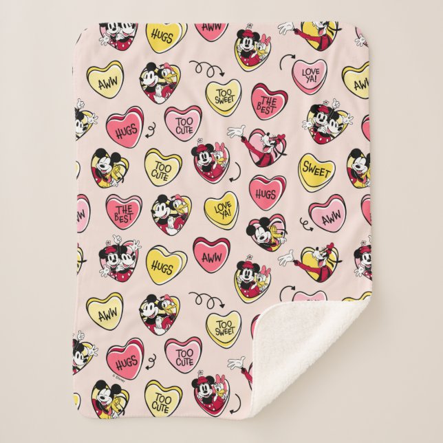 Mickey Mouse & Friends | Valentine Heart Candy Sherpa Blanket (Front)