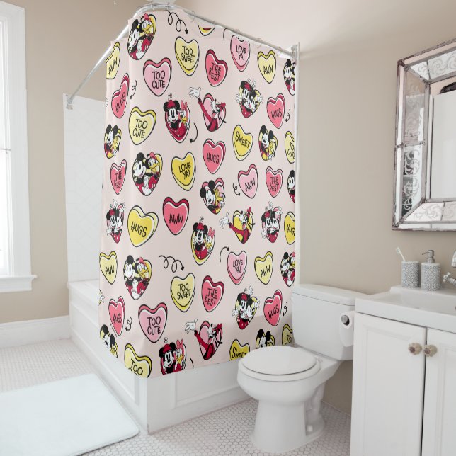 Mickey Mouse & Friends | Valentine Heart Candy Shower Curtain (In Situ)