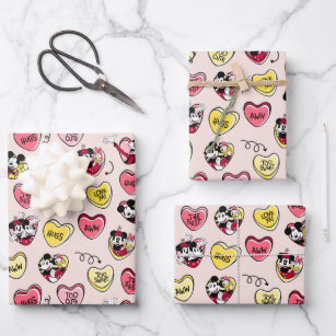 Mickey Mouse & Friends   Valentine Heart Candy Wrapping Paper Sheets