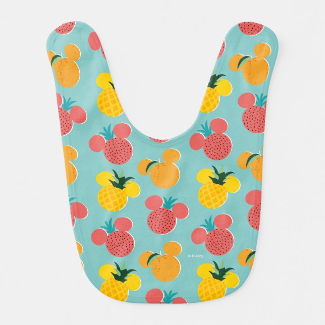 Mickey Mouse Fruit Icon Pattern Baby Bib (Front)
