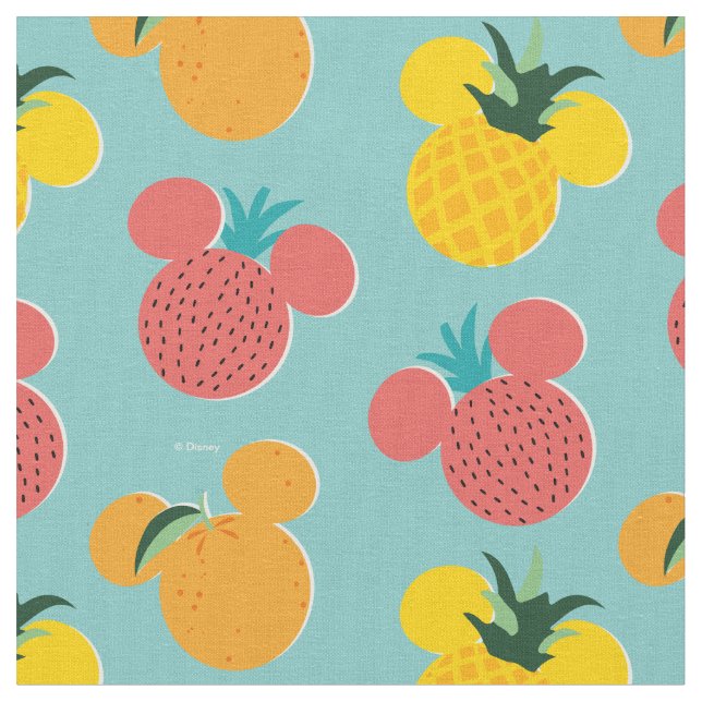 Mickey Mouse Fruit Icon Pattern Fabric (Close Up)