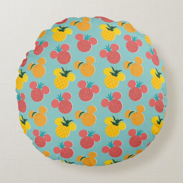 Mickey Mouse Fruit Icon Pattern Round Pillow (Front)