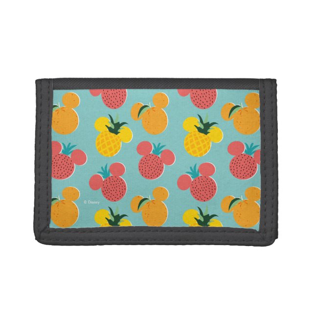Mickey Mouse Fruit Icon Pattern Tri-fold Wallet (Front)