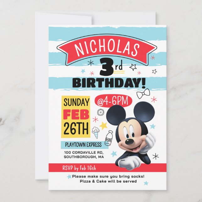 Mickey Mouse Fun Birthday Customizable Invitation (Front)