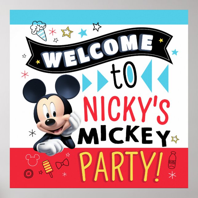 Mickey Mouse Fun Birthday Customizable Party sign (Front)