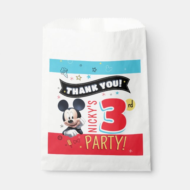Mickey Mouse Fun Birthday paper Favor Bag (Front)