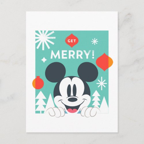 Mickey Mouse  Get Merry Postcard
