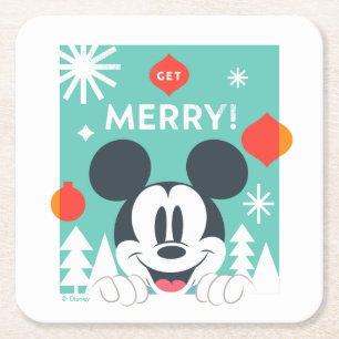Mickey Mouse   Get Merry! Square Paper Coaster