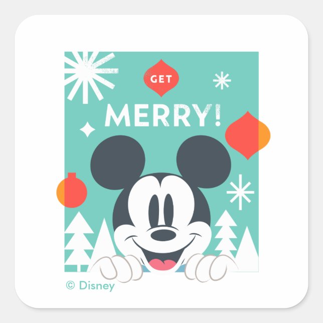 Mickey Mouse | Get Merry! Square Sticker (Front)