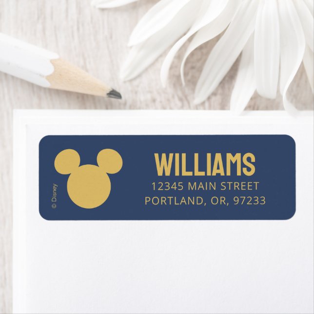 Mickey Mouse Gold & Blue Baby Shower Address Label (Insitu)