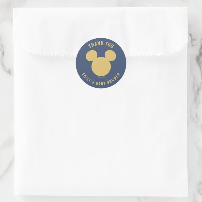 Mickey Mouse Gold Confetti Baby Shower Classic Round Sticker (Bag)