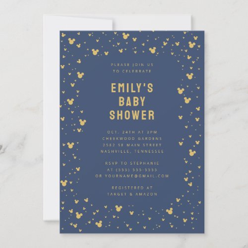 Mickey Mouse Gold Confetti Boy Baby Shower Invitation