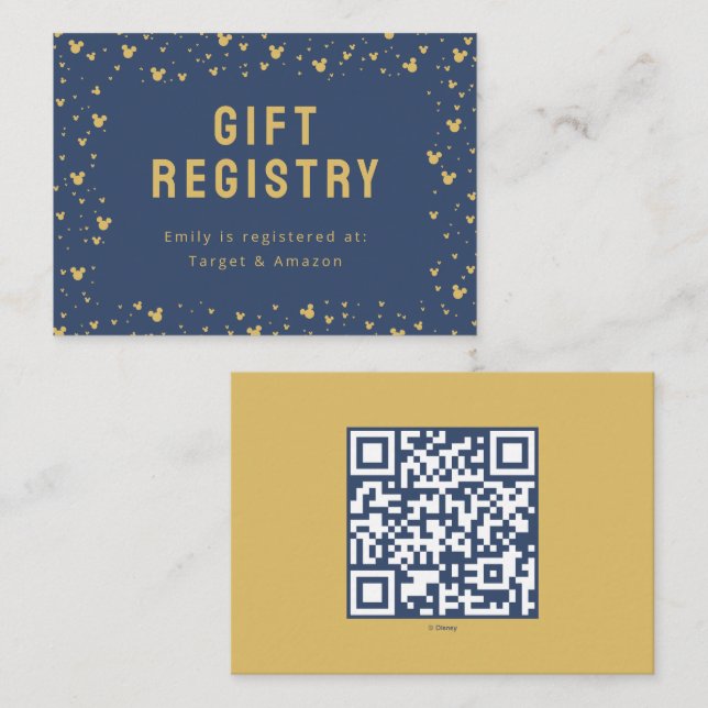 Mickey Mouse Gold Confetti Registry Insert (Front/Back)