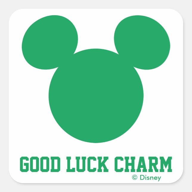 Mickey Mouse Good Luck Charm | St. Patrick's Day Square Sticker (Front)