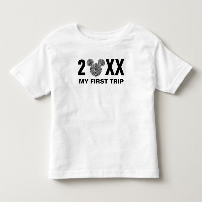 Mickey Mouse Gray Cheetah | My First Trip T-Shirt (Front)