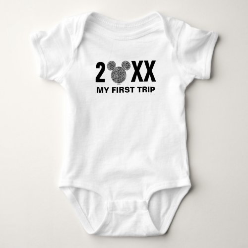Mickey Mouse Grey Cheetah  My First Trip T_Shirt Baby Bodysuit