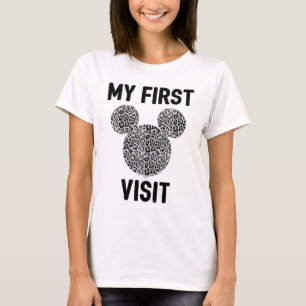 Mickey Mouse Grey Cheetah Print My First Visit T T-Shirt