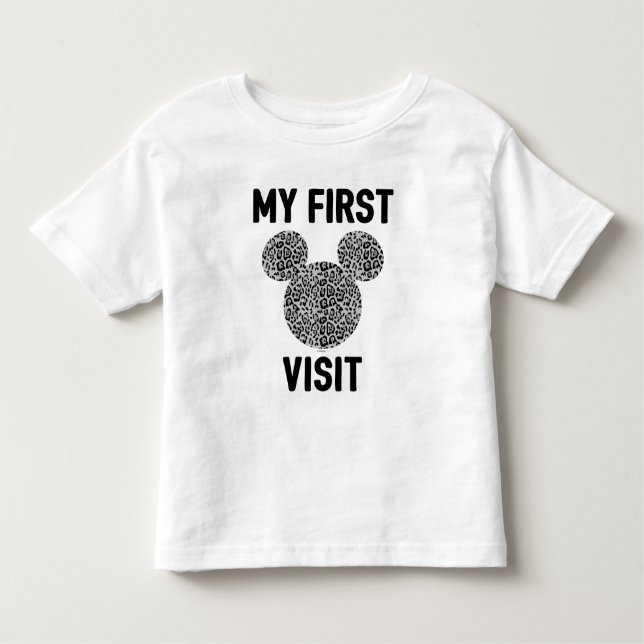 Mickey Mouse Grey Cheetah Print | My First Visit Toddler T-shirt (Front)