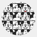 Mickey Mouse | Grid Pattern Classic Round Sticker