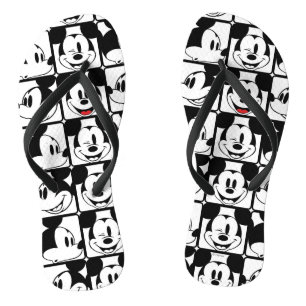 Mickey Mouse Grid Pattern Flip Flops