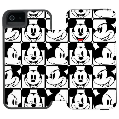 Mickey Mouse  Grid Pattern Wallet Case For iPhone SE55s