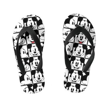 Mickey Mouse | Grid Pattern Kid's Flip Flops by MickeyAndFriends at Zazzle